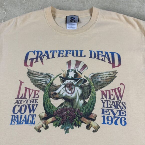 VTG Y2K Liquid Blue Grateful Dead Live At the Cow Palace NYE 1976 Grey Tag - Med - Picture 4 of 11